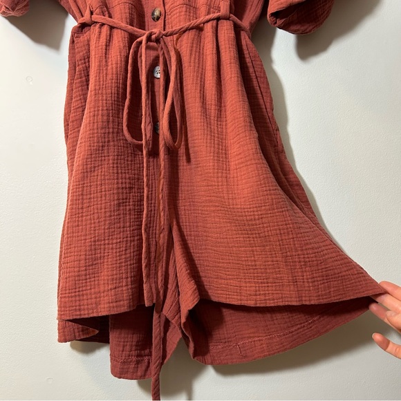 π MADEWELL | NWT 100% Cotton Terracotta Button-Up Romper Size Large - Picture 4 of 10